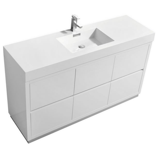 Single Sink High Gloss White Free, Free Standing Bathroom Sink Vanity