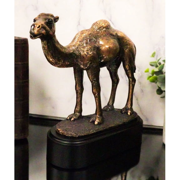 Desert Explorer Single Hump Brown Camel Electroplated Resin Figurine With Base