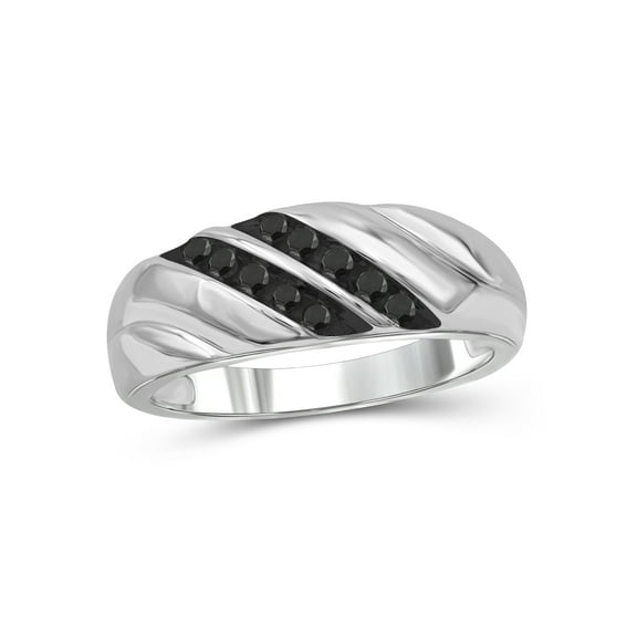 JewelersClub Black Diamond Rings for Men – 0.25 CTW Genuine Black Diamond Ring for Men – Hypoallergenic 0.925 Sterling Silver Ring Men – Diamond Mens Rings Statement Ring – Luxurious Gifts for Him