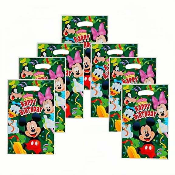 20Pcs Mickey Anime Cartoon Theme Party Gift Bags, Handheld Favor Candy Bags with Carry Handle for Birthday Party Decorations Supplies