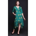 thumbnail image 4 of Bimba Robe Droite Asymétrique en Coton Verte à Papillons et Papillons Imprimés pour Femmes avec Poches, Décontractée, Mi-Longue - Grand, 4 of 4