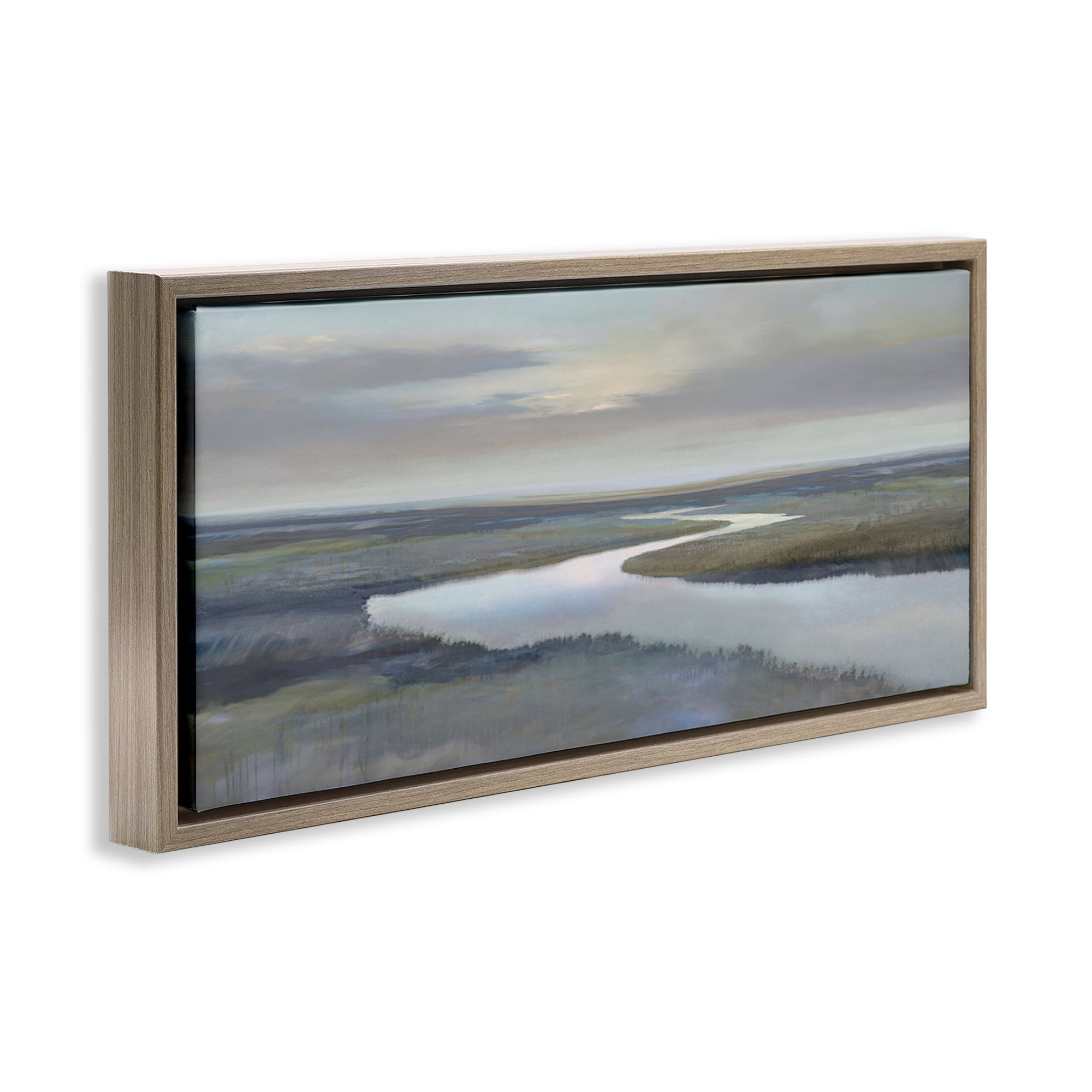 Stupell Industries Foggy Riverbend Atmosphere Brown Framed Floater Canvas Wall Art, design by Christy McKee