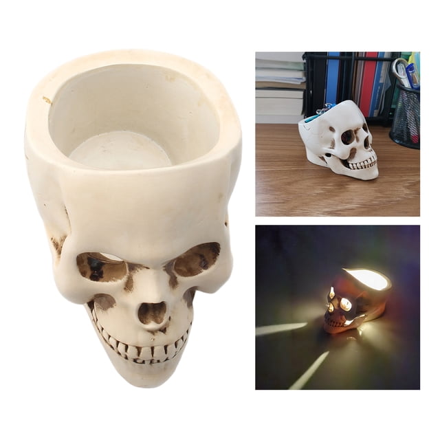 s Suculentas de de Resina, de Cactus Moderna, Portalápices Creativo para El Escritorio de Oficina en hogar, Decoración de Hallowe CUTICAT Estatua de calavera de resina