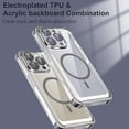 thumbnail image 2 of Magnetic for iPhone 15 Pro Max Case Compatible with MagSafe [Four Corners Drop Protection] Full Camera Lens Protector Plating 15 Pro Max Clear Phone Case for Women Girls, Silver, 2 of 14
