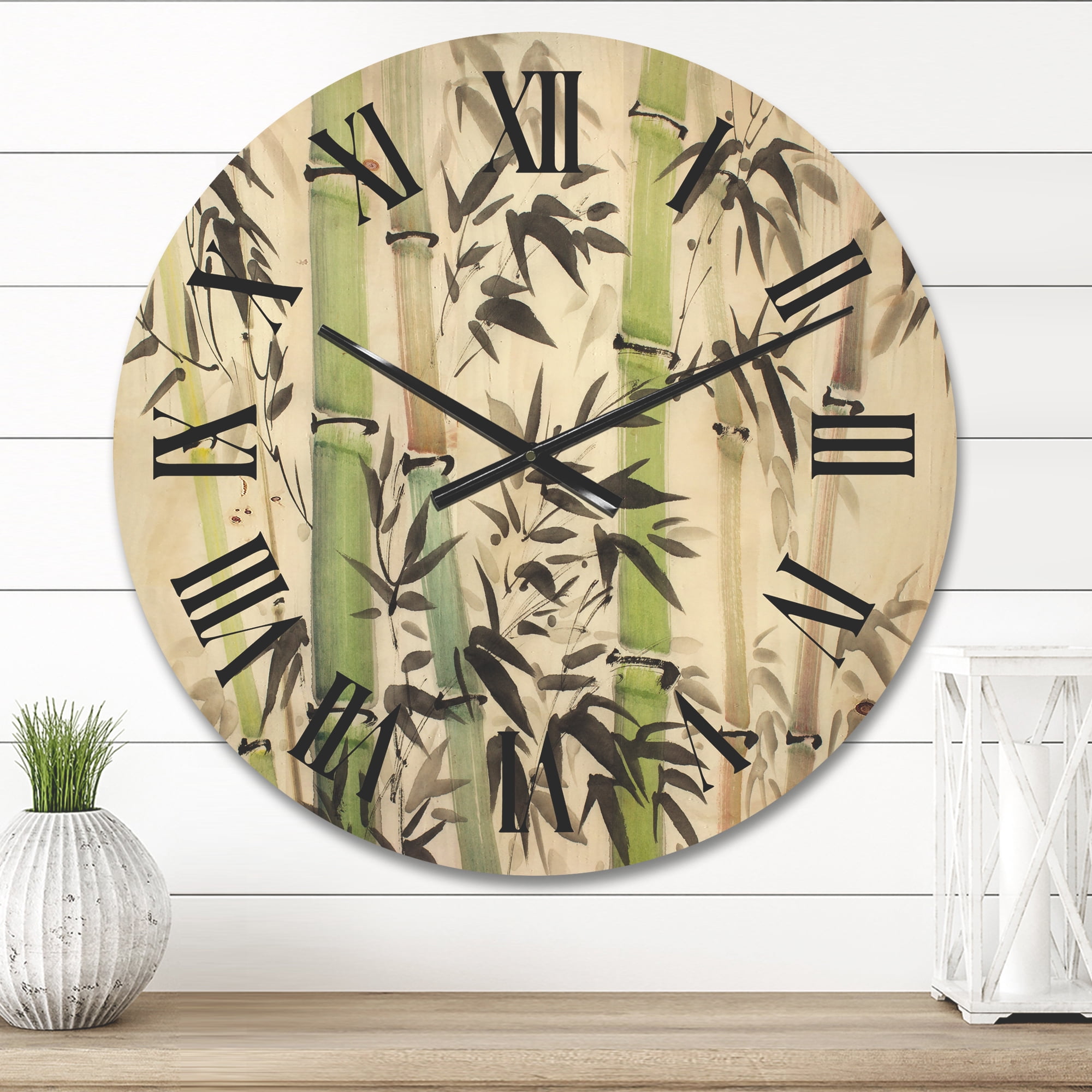 Designart 'The Forest of Bamboo Branches II' Lake House Wood Wall Clock
