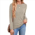thumbnail image 3 of Camisas de Larga para Mujer, Cuello Redondo, Túnicas Casuales Albaricoque XL, 3 of 5