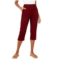 thumbnail image 4 of Hvogkswy Women Capri Pants High Waisted Solid Color Casual Straight-Leg Pants Comfy Breathable Summer Leisure Homewear Capri Pants, 4 of 8