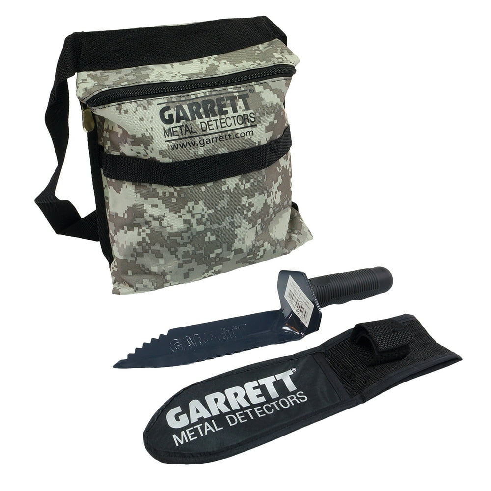 Garrett Edge Metal Detector Digger with Sheath and Camo Finds Pouch