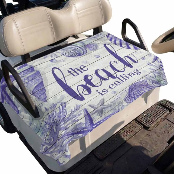 Golf Cart Seat Cover Lavender Shell Starfish Club Car Golf Cart Seat Covers Soft Absorbent Golfcart Towel Blanket Coastal The Beach Is Calling Golf Seat Covers for Cart Fits 2 & 4 Passenger 51"x31"