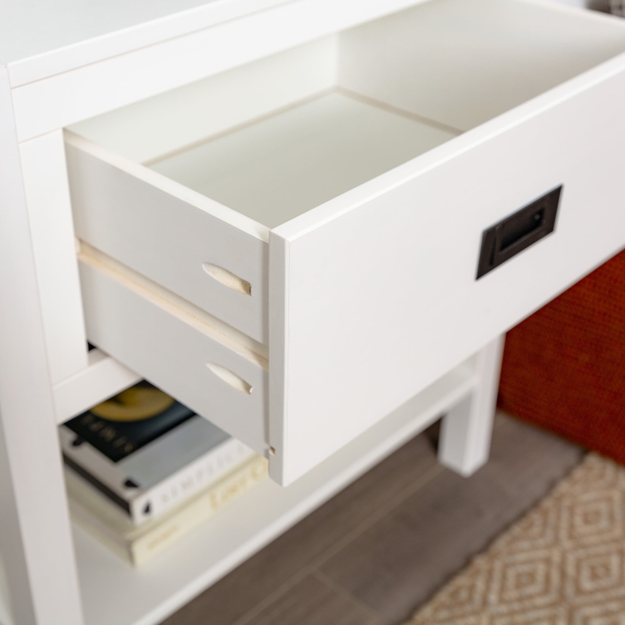 Annabelle 2 Pack One Drawer Open Storage White Nightstands by Walker Edison