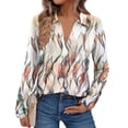 thumbnail image 3 of Women's Fashion Athleisure Long-Sleeve Vintage Floral Print Stand Collar Polo Shirt Top, Comfortable & Skin-Friendly & Breathable, Gifts for Women, 3 of 6