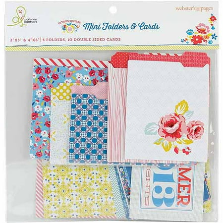 Webster's Pages Citrus Squeeze Mini Folders & Cards Set, 5 Folders & 10 Cards