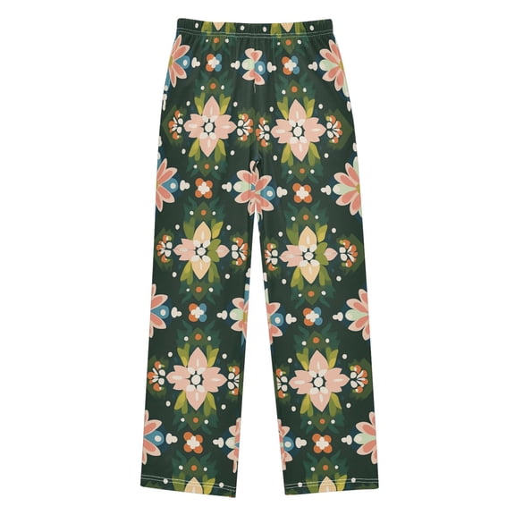 FORMRS Kids Pajama Pants with Pockets Size 6-8Y Boys Lounge Sleep Bottoms, Pink Geometric Flowers