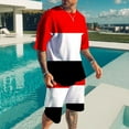 thumbnail image 2 of HBFAGFB Mens 2 Piece Outfits Summer Color Block Tops and Shorts Fashion Clothing Daily Wear Red Size XXL, 2 of 4