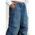 thumbnail image 4 of Womens Drawstring Waist Wide Leg Shirred Jeans with Pockets Casual Everyday Loose Fit Denim Pants Slightly Stretchy, 4 of 8