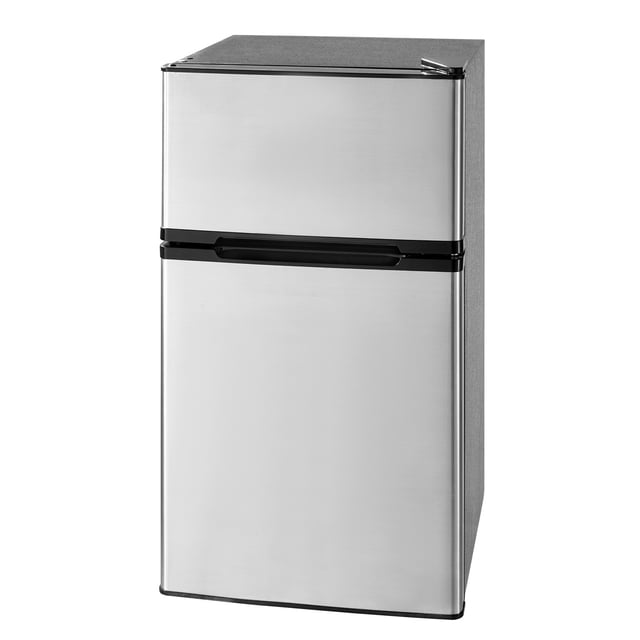 KFFKFF Mini-Frigo avec Congélateur, 3,2 Pi3, Réfrigérateur Compact à Deux Portes, Température Réglable, Tablette, Petit Frigo Écoénergétique, Porte Réversible, Faible Bruit