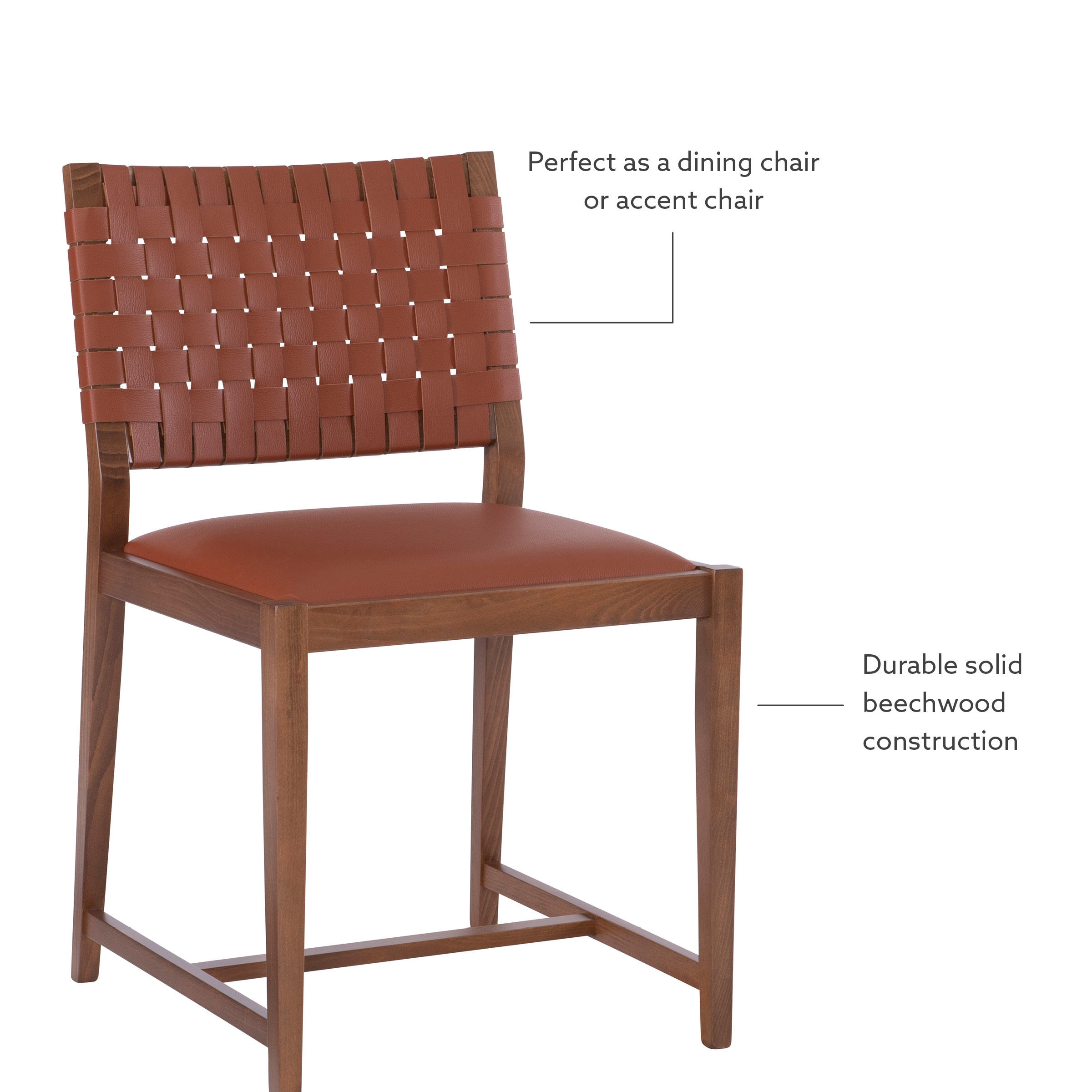 Linon Marshall Indoor Dining Chair, Brown Leather