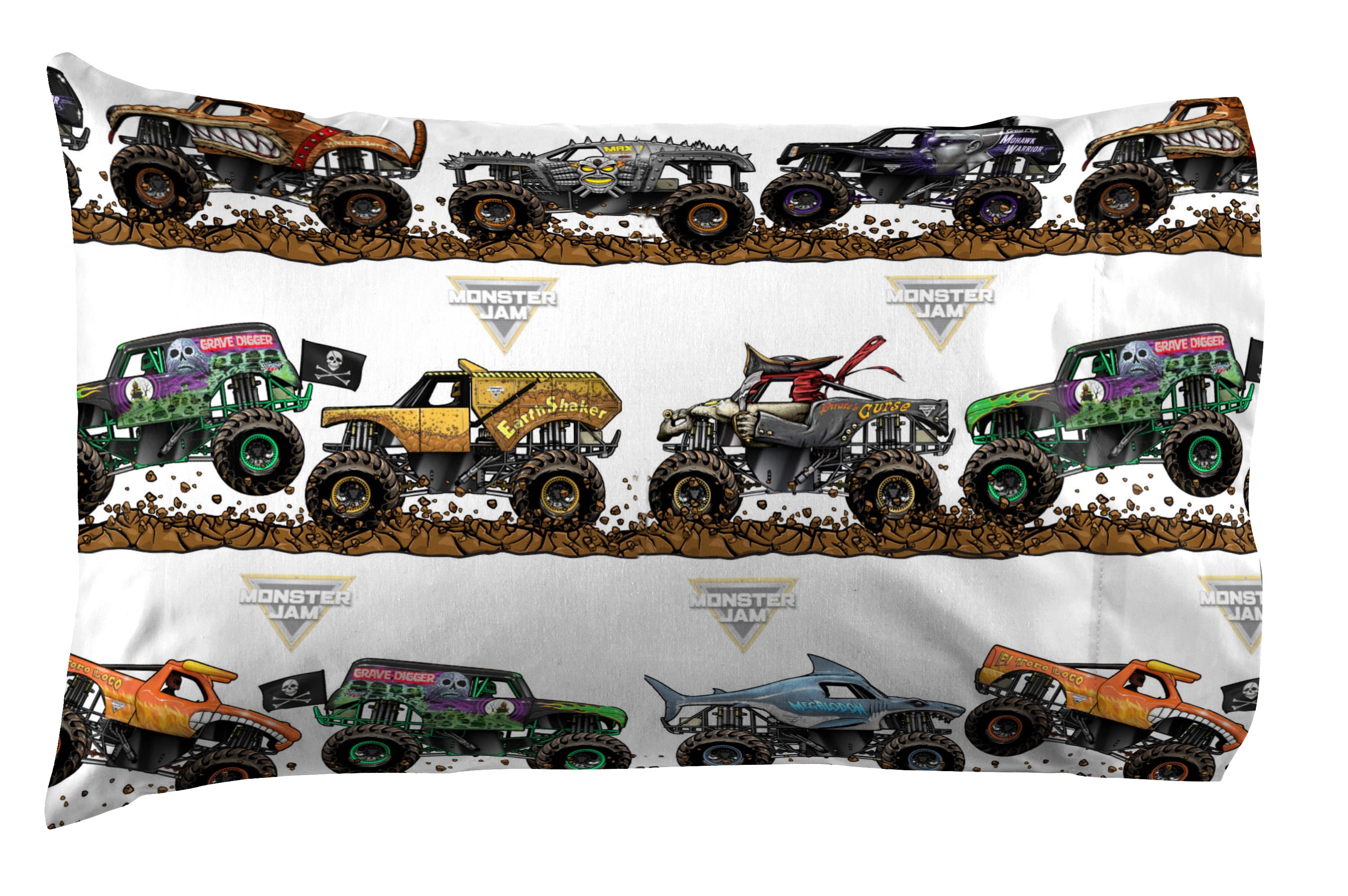 Monster Jam Tracks Novelty Kid's Black 100% Microfiber 5-Piece Bed Set, Twin