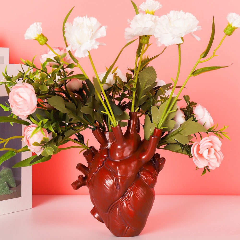 Creative Anatomical Heart Vase, 6.29x4.33 Inch Novelty Heart Shaped