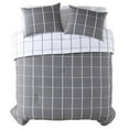 thumbnail image 1 of Mainstays Grey Grid Microfiber Comforter Set, 1 of 4