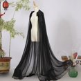 thumbnail image 3 of Byfri Sheer Chiffon Long Cape Flowing Hoodless Cloak Outerwear for Weddings & Themed Events 150cm Black, 3 of 7