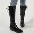 thumbnail image 5 of B91xZ Women's Winter Boots Riding Combat Motorcycle Mid Calf Winter Boots,Black 8, 5 of 5