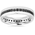 thumbnail image 1 of Mens 1 1/4ct Channel Set Black Diamond Eternity Ring Wedding Band 10K White Gold, 1 of 4