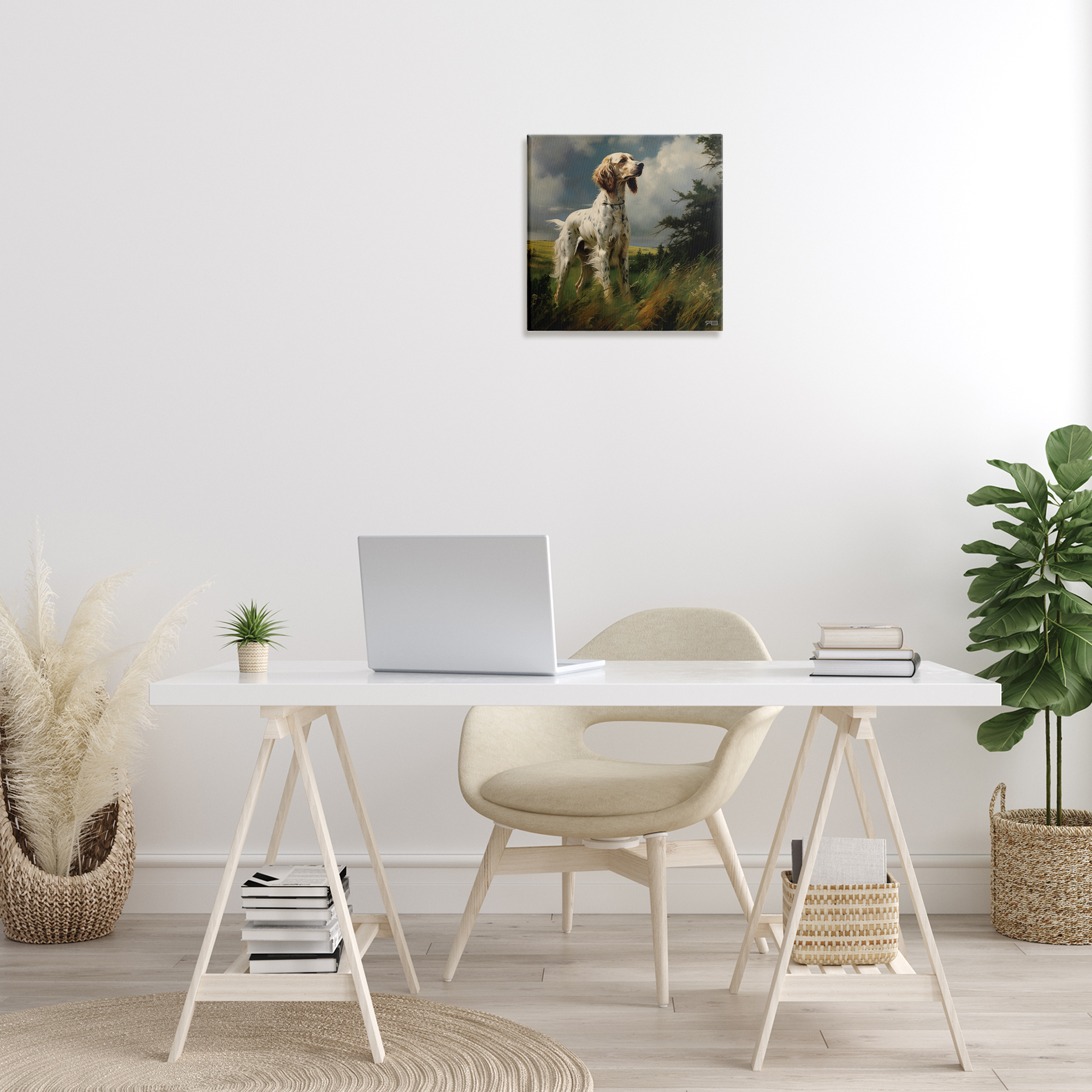 Stupell Industries Windswept Country Dog Landscape Painting Gallery Wrapped Canvas Art Print Wall Art, 17 x 17