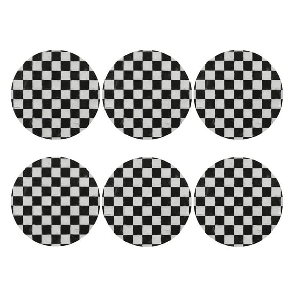Set of 6 Leather Checkerboard Coasters Drinks Coaster