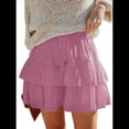 thumbnail image 1 of Falda Pantalón con Volantes Escalonados para Mujer, Informal, de Cintura Alta, Color Violeta, Talla XL, 1 of 8