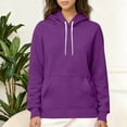 thumbnail image 3 of Otntypg Women's Hoodies Thick Fleece Lined Hooded Sweatshirt Plush Thick Warm Sherpa Lined Heavyweight Long Sleeve Drawstring Pullover Tops with Pocket Purple XL, 3 of 8