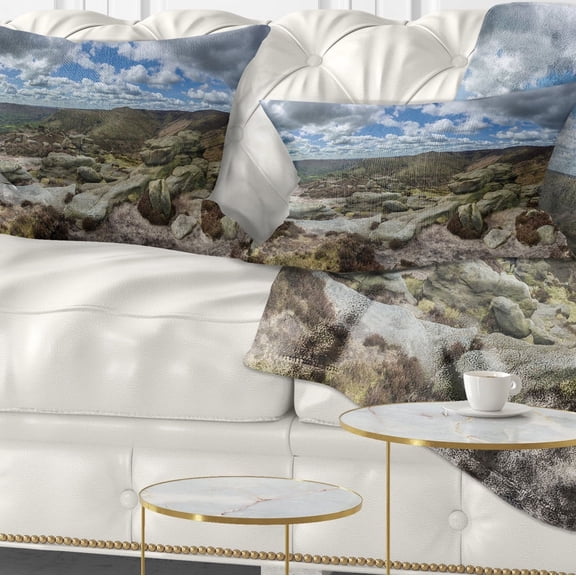 Designart Clouds and Stones under Wild Clouds - Landscape Printed Throw Pillow - 12x20