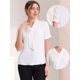 thumbnail image 2 of Blusas de gasa con cuello en V casual de manga corta para mujer con corbata blanco XS, 2 of 5