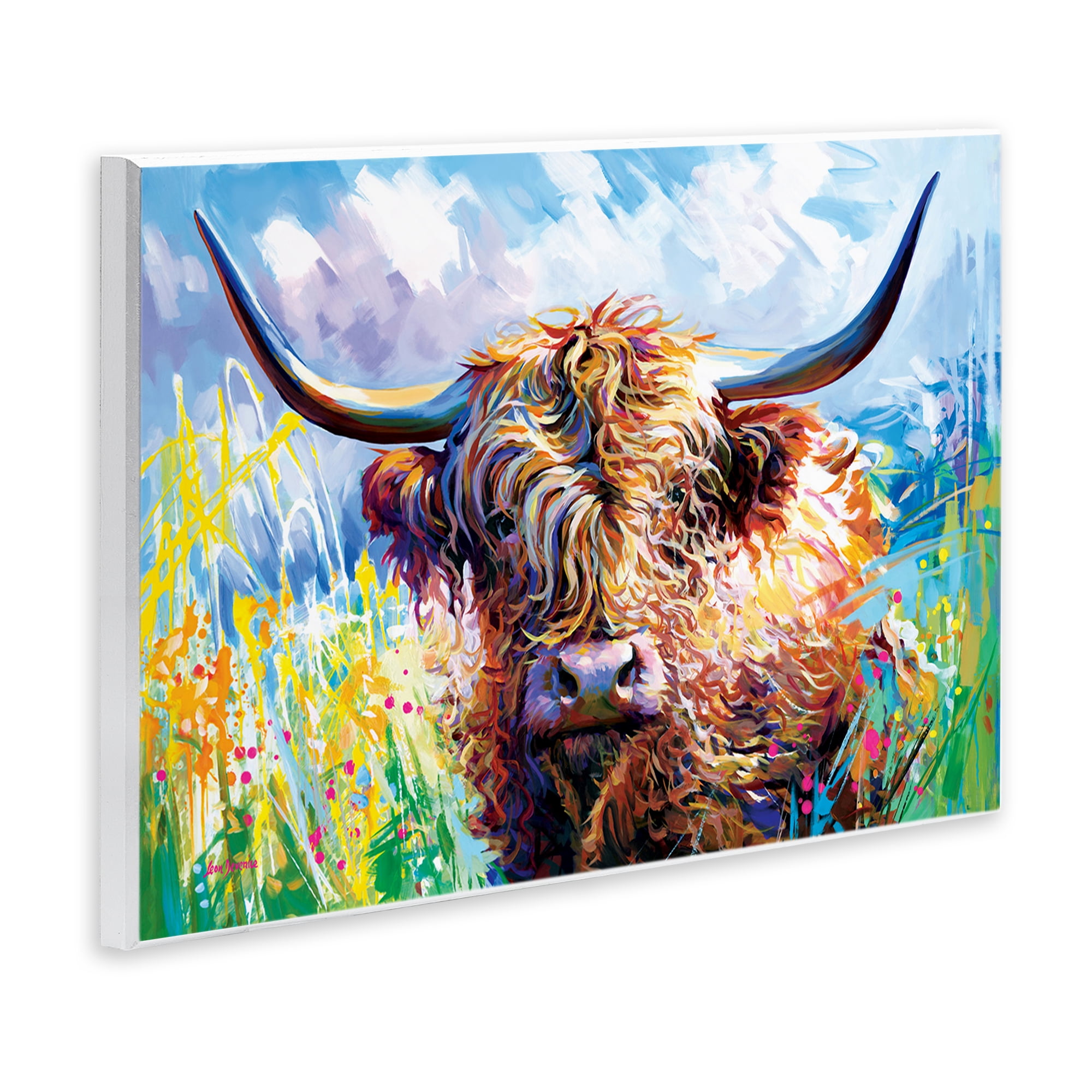 Stupell Industries Long Haired Highland Cattle Animals & Insects Painting Unframed Art Print Wall Art, 15 x 10