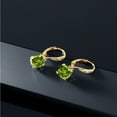thumbnail image 6 of Gem Stone King 18K Yellow Gold Plated Silver Green Peridot and White Diamond Earrings for Women (3.41 Cttw, Gemstone August Birthstone, Cushion 7MM), 6 of 6