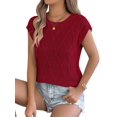 thumbnail image 3 of Women Round Neck Sweater Vest Sleeveless Summer Casual Shirts Knit Tank Top Wine Red XL, 3 of 9
