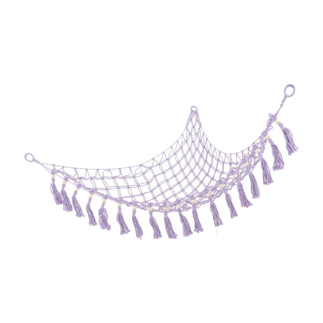 Filet de Rangement pour Toutous, Hamac de Rangement pour Jouets à Pompons, Facile à Installer, Gain de Place, pour Chambre, Violet Pâle