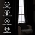thumbnail image 5 of Black Velvet Curtains 96 inches Long 2 Panels - Luxury Pinch Pleated Room Darkening Window Drapes for Bedroom Living Room Thermal Insulated Super Soft Blackout, Back Tab Rod Pocket, 5 of 6