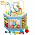 thumbnail image 1 of Wooden Multi-Activity Learning Box for Kids Ages 4-6: Portable 24*22*23.5cm Educational Toy with Bead Maze, Matching Games & Skill-Building Features – Durable, Colorful, and Perfect for Travel,, 1 of 6