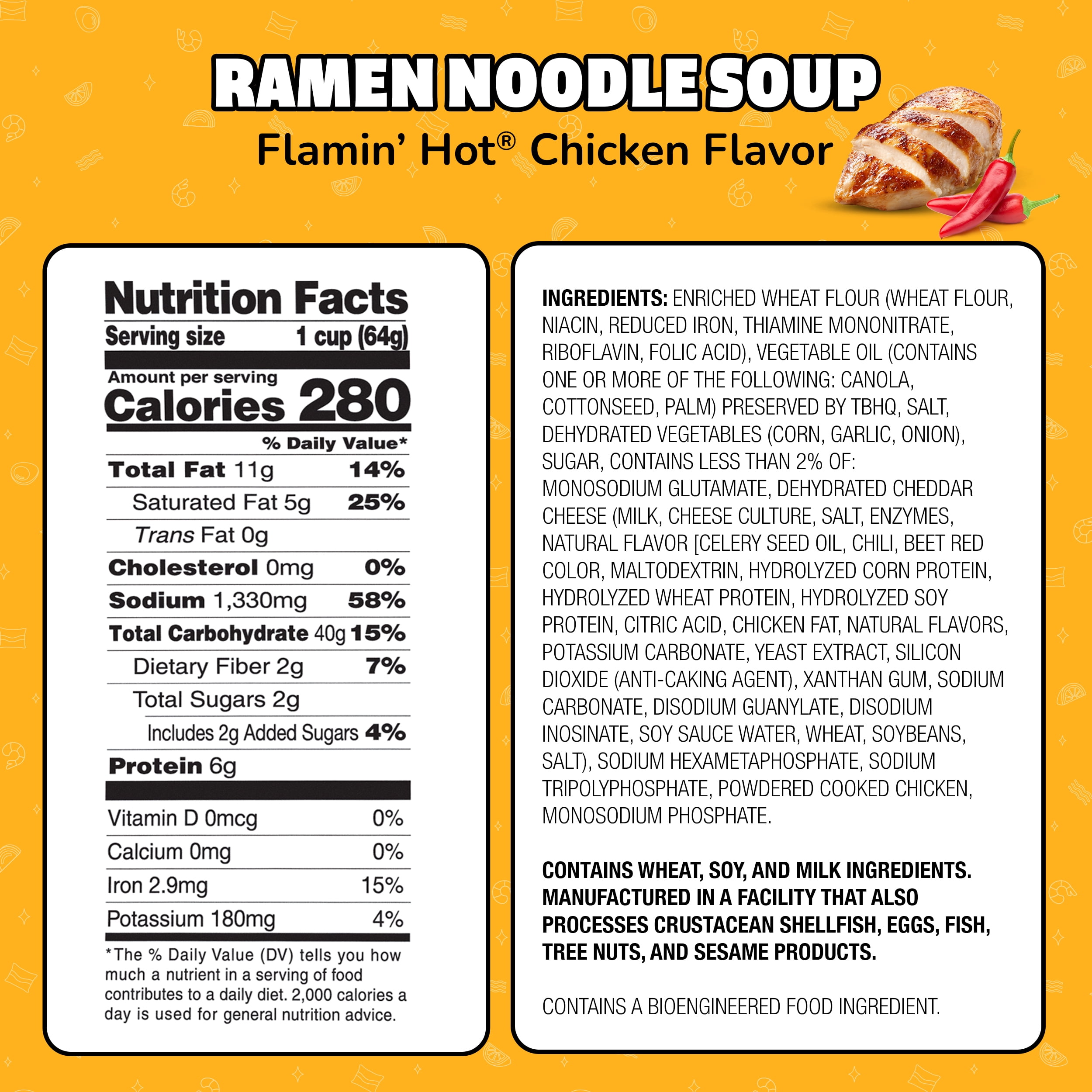 Maruchan Instant Lunch Ramen Noodles, Flamin’ Hot® Flavored Chicken Flavor, 2.25 oz Cup