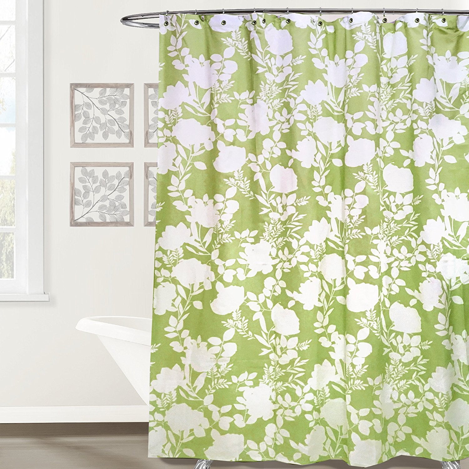 DriftAway Floral Delight Fabric Shower Curtain, 72Inch by 72Inch
