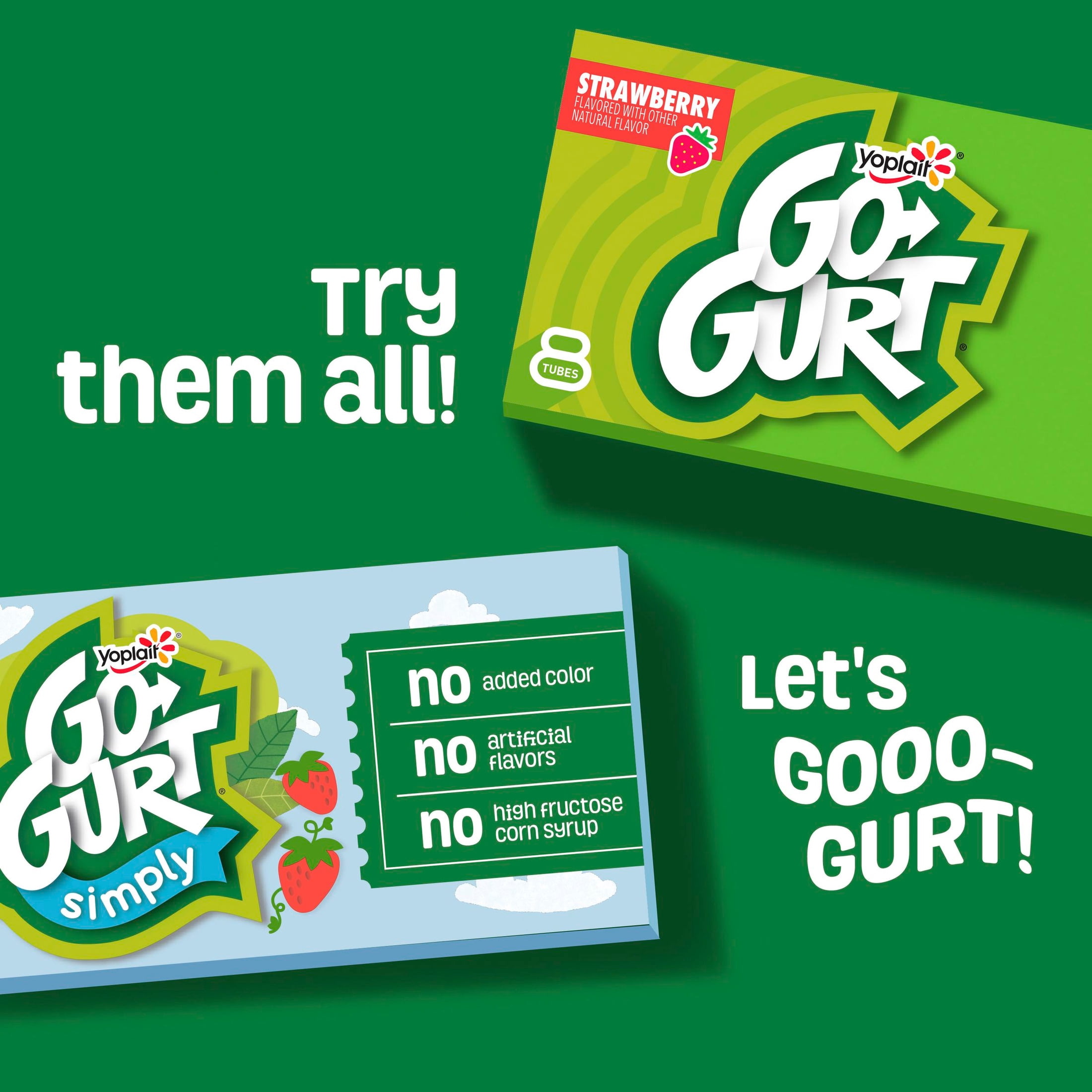 Go-GURT SpongeBob Yogurt Tubes, Strawberry and Vanilla, 6g Protein, 24 Count, 48 oz
