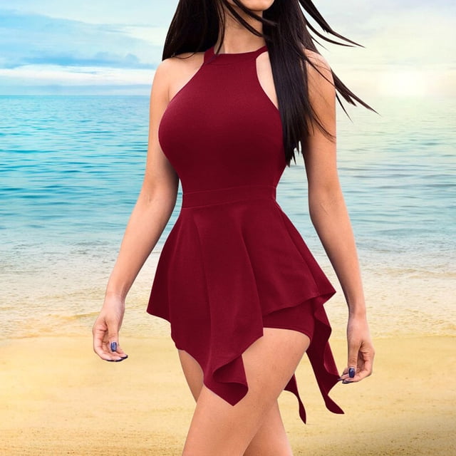 Drppepioner Combishort Sans Manches pour Femmes, Rouge, Taille g
