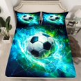 thumbnail image 2 of Manfei 3D Cartoon Football Bed Sheets for Teens, Neon Cyan Soccer King Sheets, Modern Sport Lover Sheet Set, Breathable Home Decor, 4 Pieces, 2 of 7
