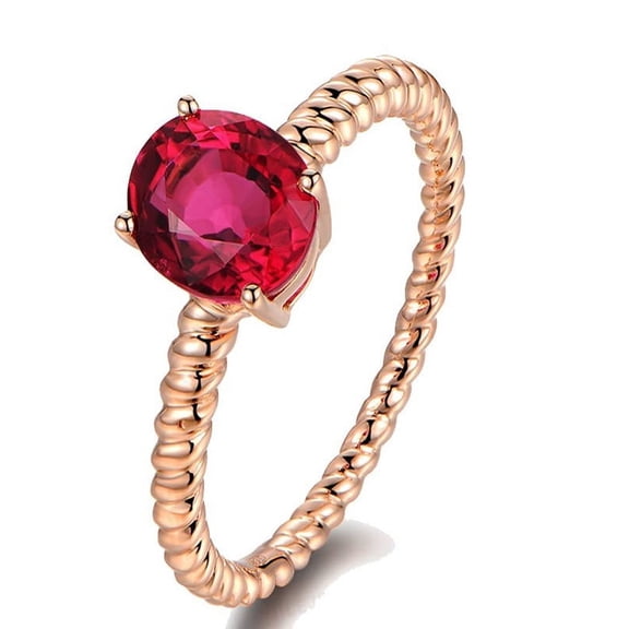 1 Carat Solitaire Ruby Antique Engagement Ring in Rose Gold
