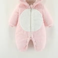 thumbnail image 4 of Lilgiuy Toddler Baby Boys Girls Color Plush Cute Bear Ears Winter Thick Keep Warm Jumpsuit Romper，Pink,9-12 Months for 2022, 4 of 5
