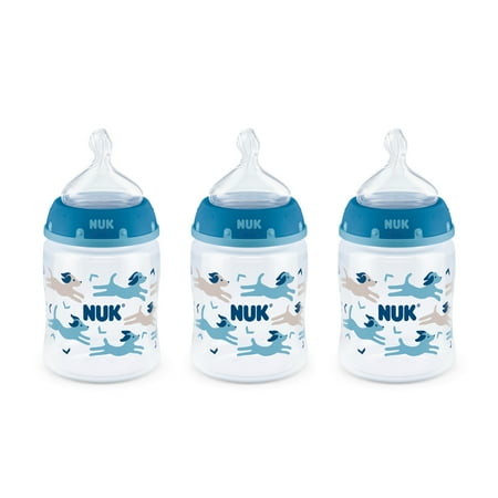 NUK Woodlands Baby Bottle with Perfect Fit Nipple, 5 oz, 3-Pack , Medium Flow, Boy Design