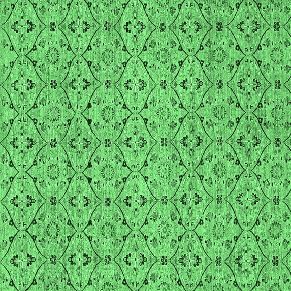 Ahgly Company Indoor Square Abstract Emerald Green Modern Area Rugs, 5' Square