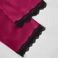 thumbnail image 6 of Rotm 4PC Satin Pajama Set for Women Women's Silk Satin Pajama Set - Long Sleeve Lace Trim Lapel Sleepwear Nightwear Loungewear Hot Pink,M, 6 of 7