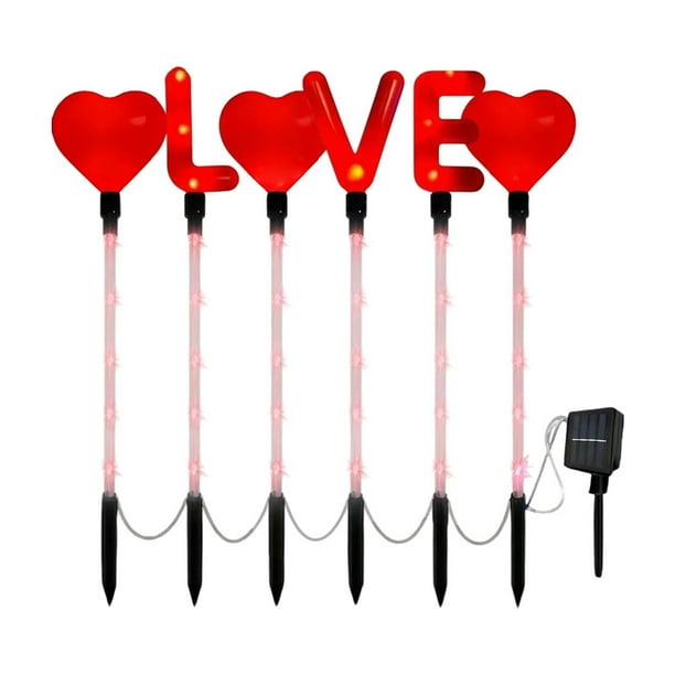 Decoraciones para San Valentín, adornos para San Valentín, regalos para San Valentín, luces solares LED para San Valentín, elementos de forma clásica para San Valentín, decoración navideña para jardín